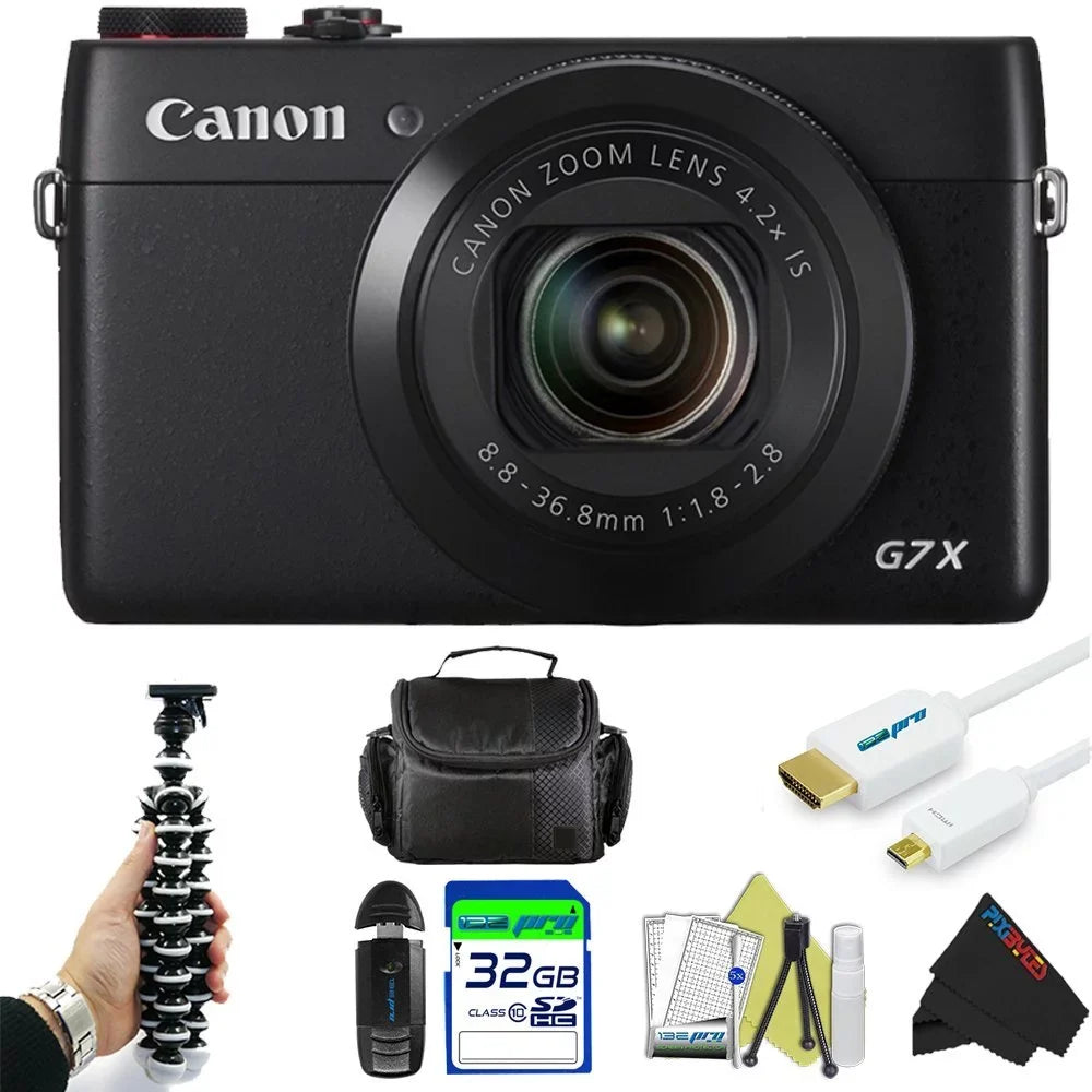 Canon PowerSizehot G7 X Digital Camera + Pixi-Basic Accessory Bundle