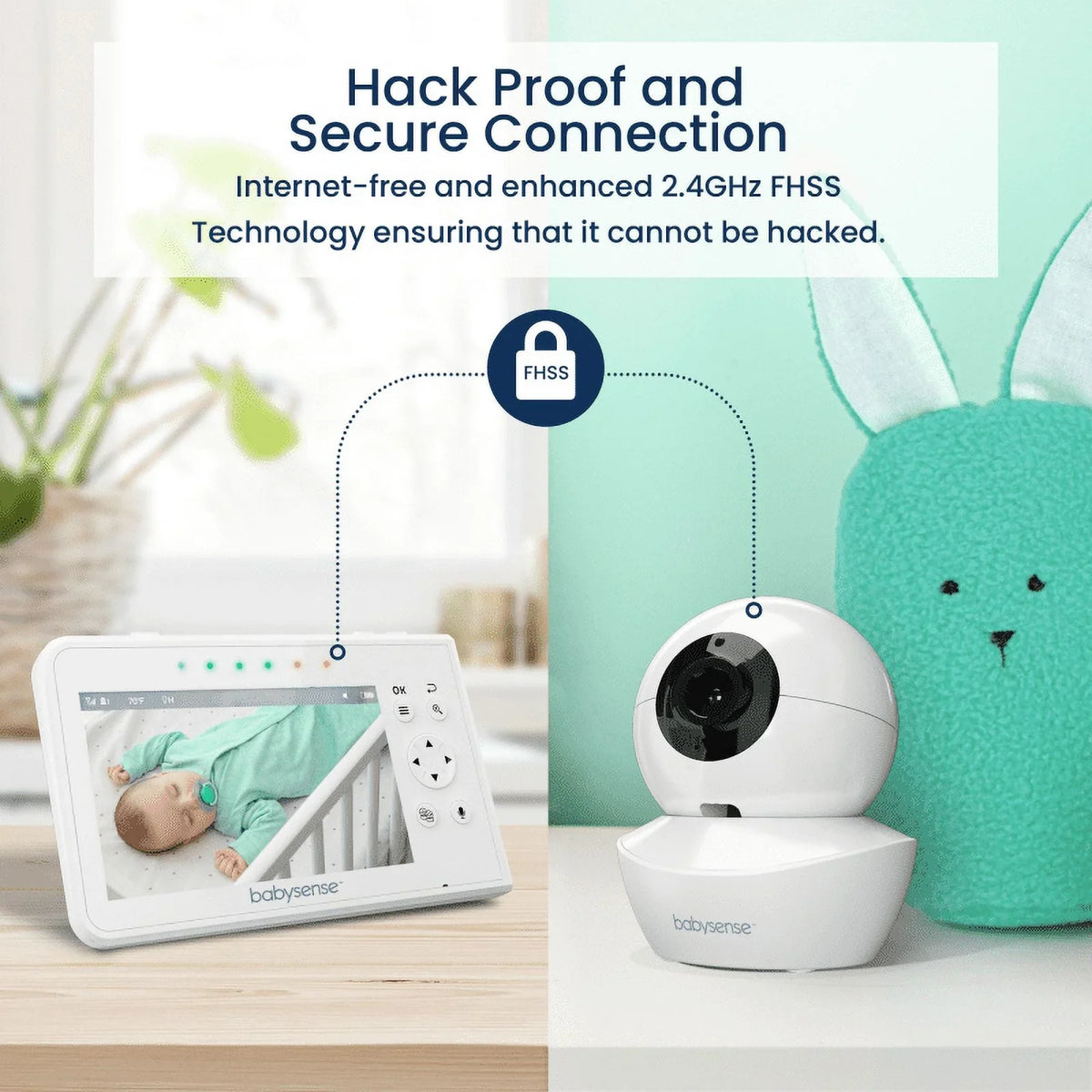 Babysense Sizeplit Sizecreen Video Baby Monitor, 4.3" Display with 2 PTZ Cameras, Long Range, Night Light & Vision, Two-Way Talk, V43