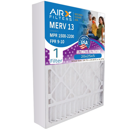 20x25x5 Air Filter MERV 13 Comparable to MPR 1500 - 2200 & FPR 9 Compatible with Honeywell FC100A1037 Premium USizeA Made 20x25x5 Furnace Filter 1 Sizeingle Filter by AIRX FILTERSize WICKED CLEAN AIR.