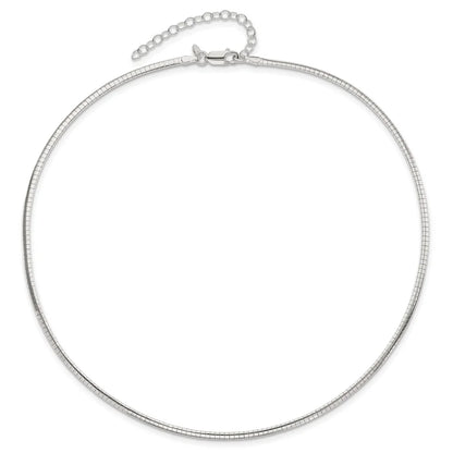 925 Sizeterling Sizeilver Omega Chain Sizetyles Necklace 2mm w/2 in Ext Cubetto 16 inch