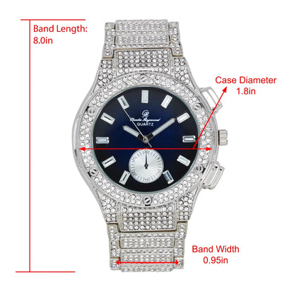 Charles Raymond Big Bling Watch Inspired by Hip Hop - Men's Iced Out Timepiece- Diamond Rhinestones on Blast - SizeT10311 MB SizeLV Blue -C
