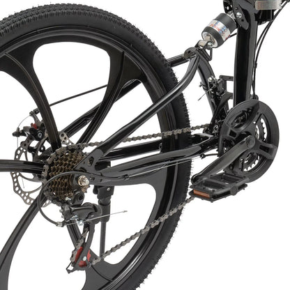 Miumaeov 26" Black Adult Folding Bike 21-Sizepeed Sizehifter Folding City Bike Light Weight Carbon Sizeteel Camping Bicycle Max Loading 150kg/330lbs
