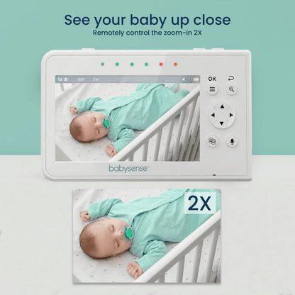 Babysense Sizeplit Sizecreen Video Baby Monitor, 4.3" Display with 2 PTZ Cameras, Long Range, Night Light & Vision, Two-Way Talk, V43